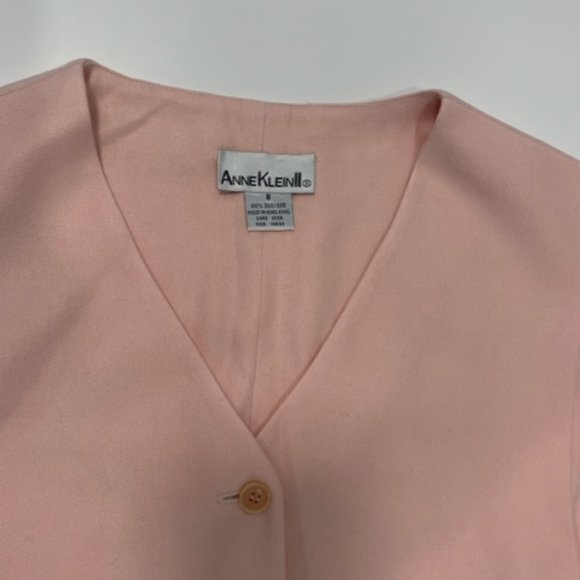 ANNE KLEIN II | Vintage 90s 100% Silk Pastel Pink Vest ~ NEW - Picture 5 of 11